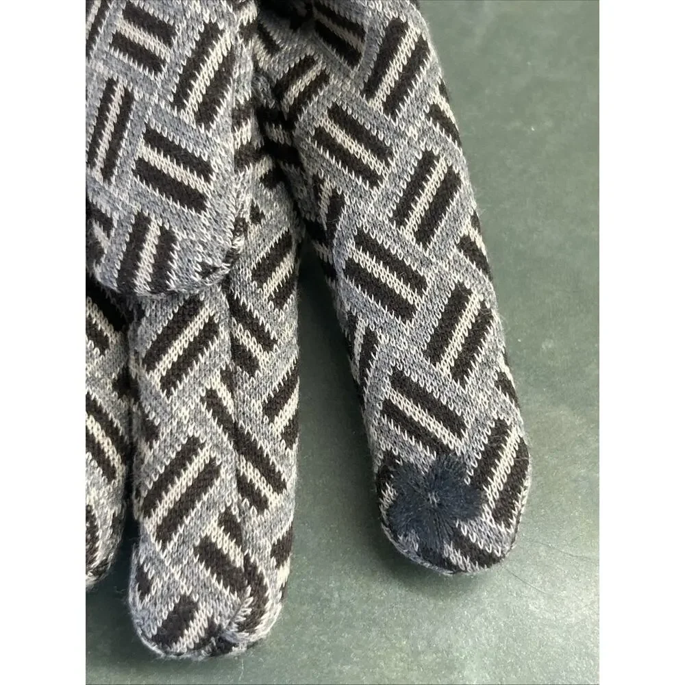 Fadivo New York Womens Touchscreen Gloves Gray Black Fleece Lined New Geometric